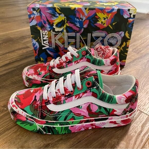KENZO X VANS VAULT OG OLD SKOOL LX SneakersFloral Red / True White 5.5 NWT Rare - Picture 6 of 14